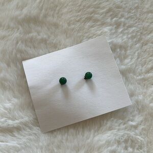 Jade green earrings with gold backings